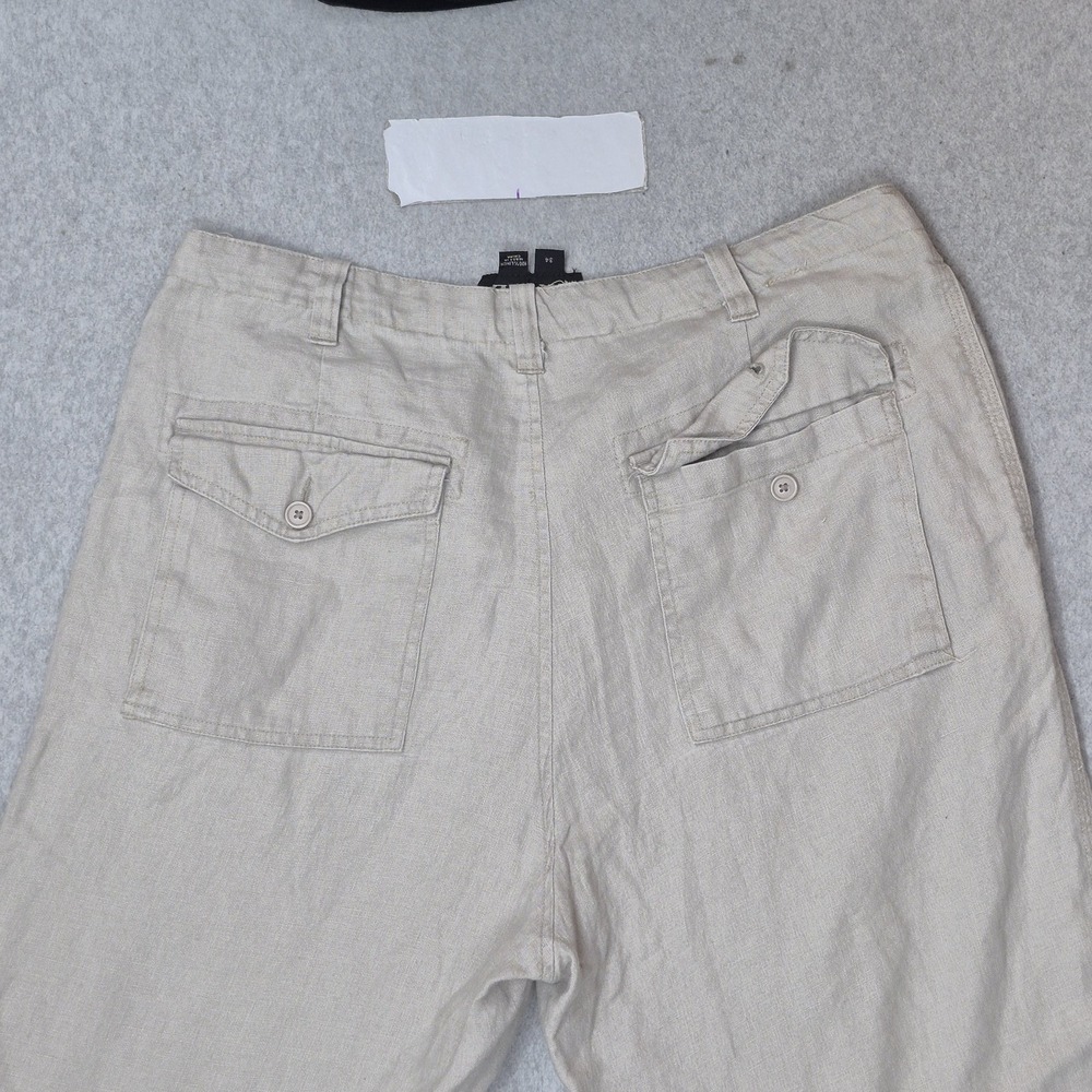 International Male Men Pants 34 Beige Linen Dress Pants Button 30" Inseam - Picture 12 of 14